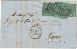 1859 5 Ago Govv. Provv. 5 C. X 3 Sass 7 Su Lettera Da Modena X Ferrara In Romagne Cert. Bottacchi Rarità - Modena