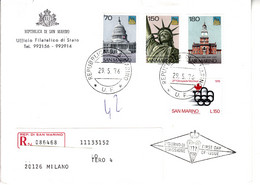 SAN MARINO  1976 -  Sassone  63/5-966 - Stati Uniti - Olimpiade  Montreal - Lettres & Documents