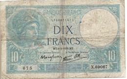 Billet Dix  Francs 1939 - 20 F 1939-1942 ''Science Et Travail''