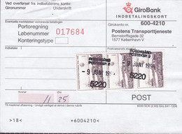 Denmark GiroBank Indbetalingskort Line Cds. ROSENGÅRD POSTEKSP. 2, 1994 Postsag 3-Stripe Cz. Slania (2 Scans) - Cartas & Documentos