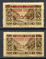 GRAND LIBAN < TAXE ⭐ Yvert N° 26 X 2 ⭐ Avec Surcharge Fine Et Surcharge Grasse < Neuf Ch - Timbres-taxe