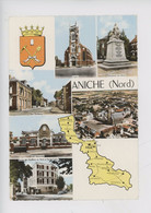 Aniche (Nord) Multivues Géographique, église Monument Aux Morts Rue Gambetta école Maternelle Burau Houillères Aérienne - Aniche