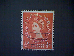 Great Britain, Scott #353a, Used(o), 1958, Wilding: Queen Elizabeth II, ½d, Red Orange - Used Stamps