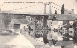 FRANCE - 72 - BEAUMONT SUR SARTHE - Pont Suspendu Et Moulin - Guitton éditeur - Carte Postale Ancienne - Beaumont Sur Sarthe