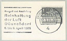 Deutsche Bundespost 1965, Sonderstempel Kongress Reinhaltung Luft Düsseldorf, Propreté / Clean Air - Environment & Climate Protection