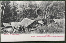 1904 OLD POSTCARD PHOTOGRAPHIE R.VISSER, DÉPOSE CONGO.  VILLAGE INDIGENE DANS LES FORÊTS DU MAJUMBE  Nº 10 - Französisch-Kongo