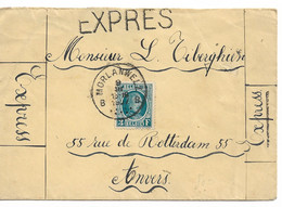 PM174/ TP 208 Albert Hoyoux S/L. Exprès Obl. Morlanwelz 9/3/1927 > Anvers - Lettres & Documents