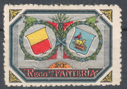 Reggimento Fanteria Napoli Avellino WW1 World War Military Charity Label Cinderella Vignette 1914 ITALY Delandre - Propagande De Guerre