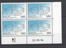 CD 117 FRANCE 1996 TIMBRE SERVICE CONSEIL DE L EUROPE PALAIS DES DROITS DE L HOMME STRASBOURG COIN DATE 117 :22 / 5 / 96 - Dienstzegels
