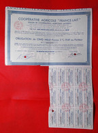 Obligation Au Porteur - Coopérative Agricole "France Lait" à Saint Martin Belle Roche (Saône Et Loire) Près Mâcon - 1949 - Landbouw
