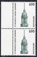 !a! GERMANY 1996 Mi. 1860 MNH Vert.PAIR W/ Left Margins -Places Of Interest: St-Michaelis-Church, Hamburg - Unused Stamps