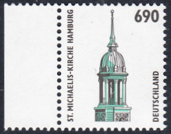 !a! GERMANY 1996 Mi. 1860 MNH SINGLE W/ Left Margin -Places Of Interest: St-Michaelis-Church, Hamburg - Unused Stamps