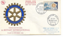 PM177/ FDC TP Français Rotary 1er Jour Paris 23/2/1955 50° Anniversaire Du Rotary International - Rotary Club