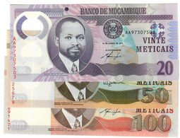 SET Mozambique 20, 50 & 100 Meticais 2011-2017 UNC - Moçambique