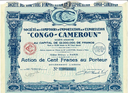 - Titre De 1928 - Société Des Comptoirs D'Importation & D'Exportation "Congo - Cameroun" - Déco - Afrique