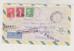 BRAZIL 1960 Nice Registered Airmail Cover To Germany Returned - Brieven En Documenten
