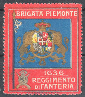 3 Reggimento Fanteria BRIGATA PIEMONTE WW1 World War Military Charity Label Cinderella Vignette 1914 ITALY Delandre - Oorlogspropaganda
