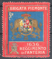 3 Reggimento Fanteria BRIGATA PIEMONTE WW1 World War Military Charity Label Cinderella Vignette 1914 ITALY Delandre - Propaganda De Guerra