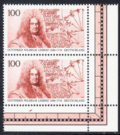 !a! GERMANY 1996 Mi. 1865 MNH Vert.PAIR From Lower Right Corner -Gottfried Wilhelm Leibniz - Unused Stamps