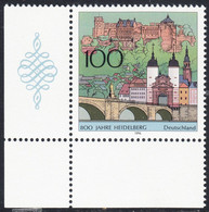 !a! GERMANY 1996 Mi. 1868 MNH SINGLE From Lower Left Corner -Heidelberg - Unused Stamps