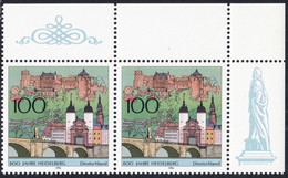!a! GERMANY 1996 Mi. 1868 MNH Horiz.PAIR From Upper Right Corner -Heidelberg - Unused Stamps