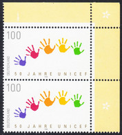 !a! GERMANY 1996 Mi. 1869 MNH Vert.PAIR From Upper Right Corner -UNICEF - Unused Stamps