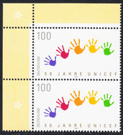 !a! GERMANY 1996 Mi. 1869 MNH Vert.PAIR From Upper Left Corner -UNICEF - Unused Stamps