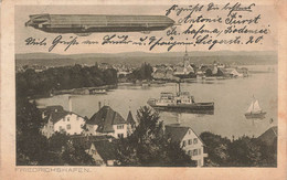 FRIEDRICHSHAFEN (la Baie Avec Bateau Et Survolé Par "zeppelin" - Carte Circulé En 1916 - Friedrichshafen