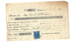 Reçu De 1935.Genova.Timbre Fiscal à 150 Lire. - Revenue Stamps