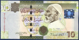 LIBYA LIBYE LIBYEN 10 DINARS P-73 OMAR EL MUKHTAR SABHA FORTRESS 2009 UNC - Libia