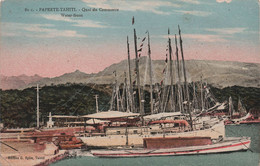 TAHITI - Papeete Tahiti  - Quai Du Commerce - Bateaux - Carte Postale Ancienne - Tahiti