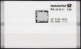 Deutschland Bund Test Poststation Nr. 002F ATM 0,80 Postfrisch Automatenmarken Selbstklebend Matrixcode - Automatenmarken