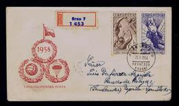 Sp5612 CESKOSLOVENSKO Parachutisme Parachutist Sports Bratislava 1958 Fdc Aviation Volleyball - Fallschirmspringen