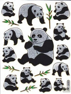 Panda Bär Tiere Aufkleber Metallic Look / Bear Sticker 13x10 Cm ST230 - Scrapbooking