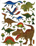 Dino Dinosaurier T-REX Tiere Aufkleber Metallic Look / Dinosaur Animal Sticker 13x10 Cm ST269 - Scrapbooking