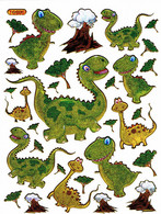 Dino Dinosaurier T-REX Tiere Aufkleber Metallic Look / Dinosaur Animal Sticker 13x10 Cm ST305 - Scrapbooking