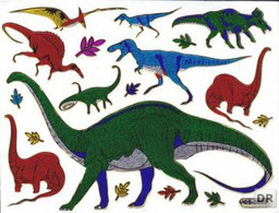 Dino Dinosaurier T-REX Tiere Aufkleber Metallic Look / Dinosaur Animal Sticker 13x10 Cm ST192 - Scrapbooking