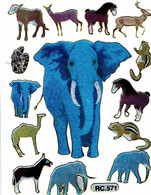 Elefant Tiere Aufkleber Metallic Look /  Elephant Animal Sticker 13x10 Cm ST517 - Scrapbooking