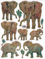 Elefant Tiere Aufkleber Metallic Look /  Elephant Animal Sticker 13x10 Cm ST504 - Scrapbooking