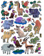 Safari Zoo Tiere Aufkleber Metallic Look / Africa Animal Sticker 13x10 Cm ST341 - Scrapbooking