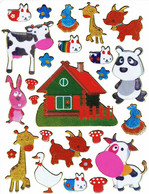 Safari Zoo Tiere Aufkleber Metallic Look / Africa Farm Animal Sticker 13x10 Cm ST190 - Scrapbooking