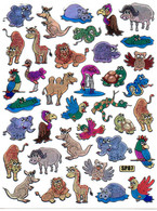 Safari Zoo Tiere Aufkleber Metallic Look / Africa Animal Sticker 13x10 Cm ST198 - Scrapbooking