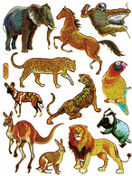 Safari Zoo Tiere Aufkleber Metallic Look / Africa Animal Sticker 13x10 Cm ST241 - Scrapbooking