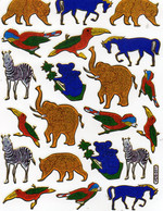 Safari Zoo Tiere Aufkleber Metallic Look / Africa Animal Sticker 13x10 Cm ST358 - Scrapbooking