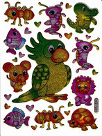 Papagei Vogel Tiere Aufkleber Metallic Look / Parrot Animal Sticker 13x10 Cm ST177 - Scrapbooking