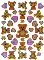 Teddy Bär Tiere Aufkleber Metallic Look / Bear Animal Sticker 13x10 Cm ST548 - Scrapbooking