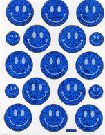 Smilies Smiley Smile Blau Aufkleber Metallic Look /  Sticker 13x10 Cm ST064 - Scrapbooking