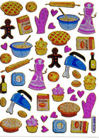 Backen Küche Aufkleber Metallic Look / Cook Bake Sticker 13x10 Cm ST545 - Scrapbooking