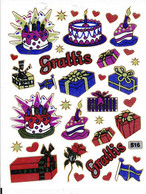 Torte Kerzen Geschenke Aufkleber Metallic Look / Party Gift Sticker 13x10 Cm ST405 - Scrapbooking