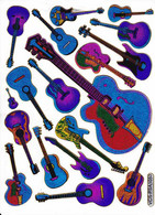 Gitarre Musik Aufkleber Metallic Look / Guitar Music Sticker 13x10 Cm ST323 - Scrapbooking